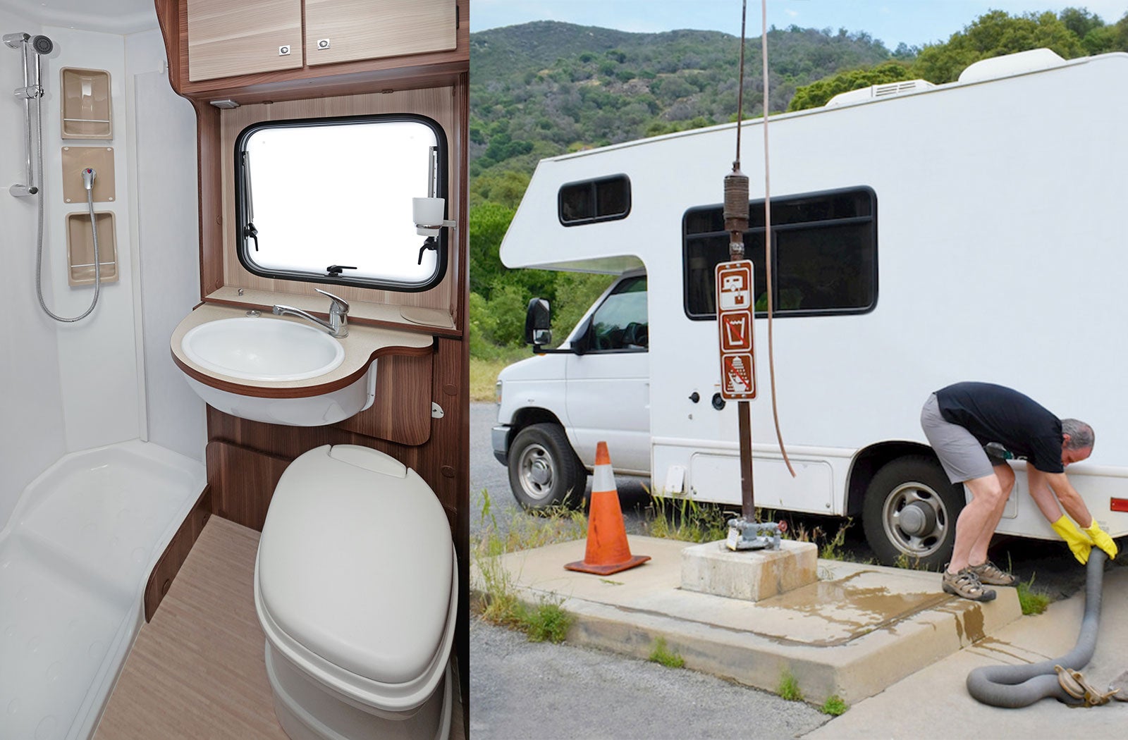 Portable RV/camper toilet and holding tank setup in Pasco, Washington